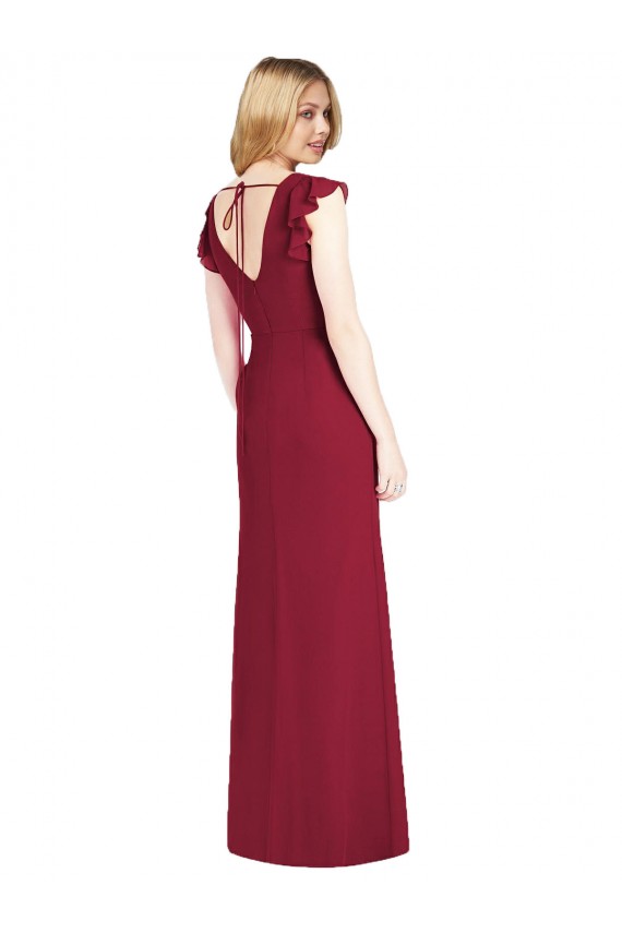Mermaid V-Neck Soft Chiffon Long Burgundy Bridesmaid Dress Sydney