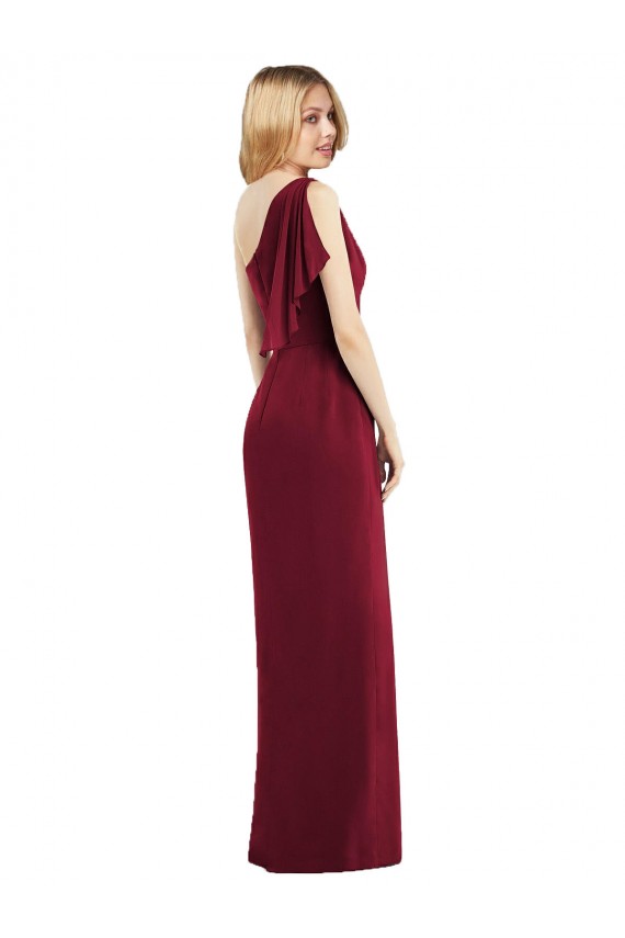 Trumpet One Shoulder Soft Chiffon Long Olive Green Bridesmaid Dress Sydney