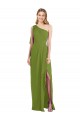 Trumpet One Shoulder Soft Chiffon Long Olive Green Bridesmaid Dress Sydney