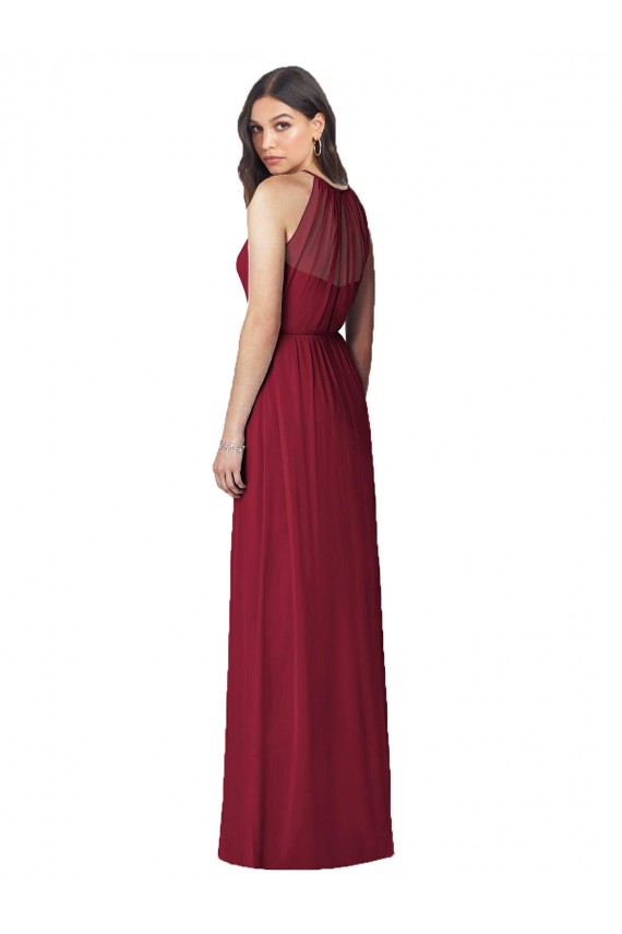 Trumpet Halter Neck Soft Chiffon Long Burgundy Bridesmaid Dress Sydney
