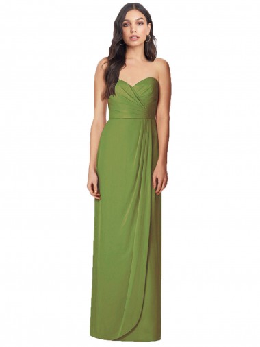 Trumpet Strapless Soft Chiffon Long Olive Green Bridesmaid Dress Sydney