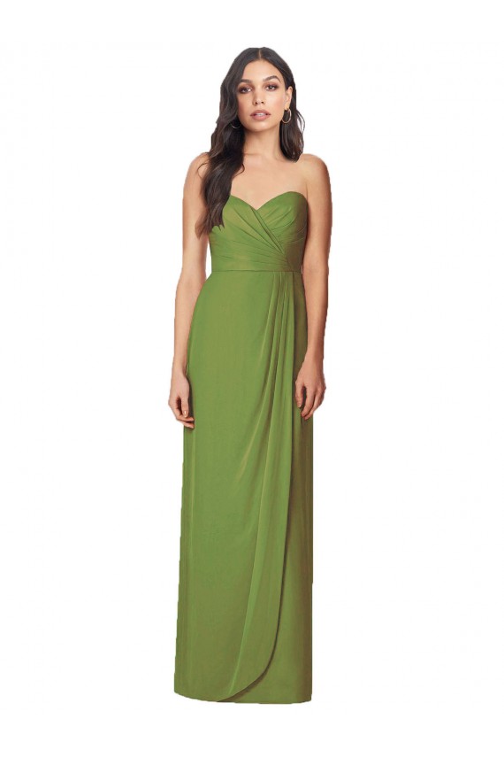 Trumpet Strapless Soft Chiffon Long Olive Green Bridesmaid Dress Sydney