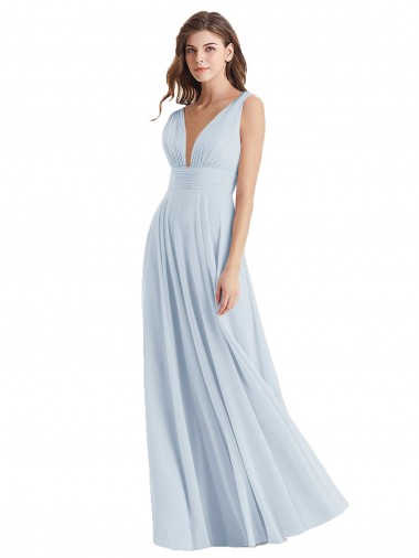 A-Line V-Neck Lxue Chiffon Long Sea Glass Bridesmaid Dress Sydney