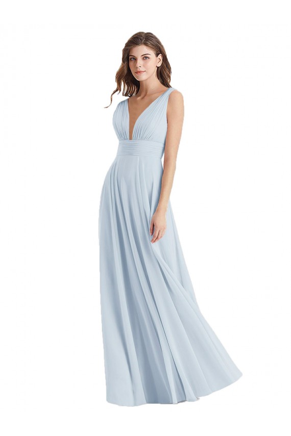A-Line V-Neck Lxue Chiffon Long Sea Glass Bridesmaid Dress Sydney
