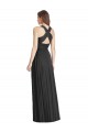 A-Line V-Neck Soft Chiffon Long Black Bridesmaid Dress Sydney