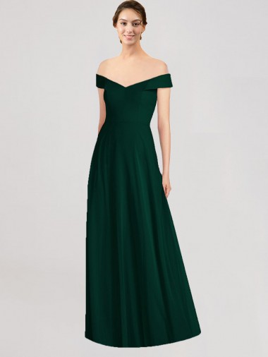 A-Line V-Neck Soft Chiffon Long Ever Green Formal Dress / Bridesmaid Dress Sydney