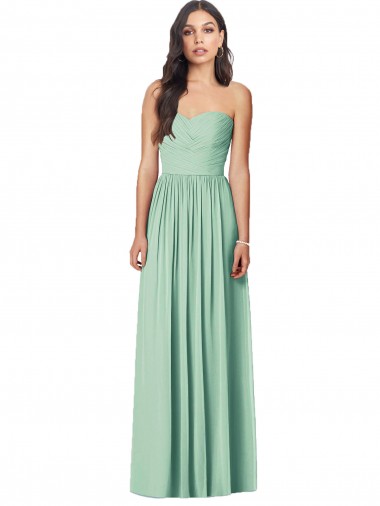 Trumpet Strapless Soft Chiffon Long Mint Green Bridesmaid Dress Sydney