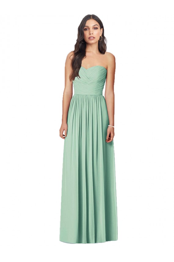 Trumpet Strapless Soft Chiffon Long Mint Green Bridesmaid Dress Sydney