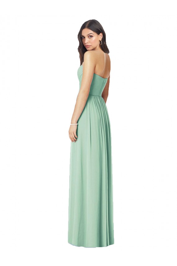 Trumpet Strapless Soft Chiffon Long Mint Green Bridesmaid Dress Sydney