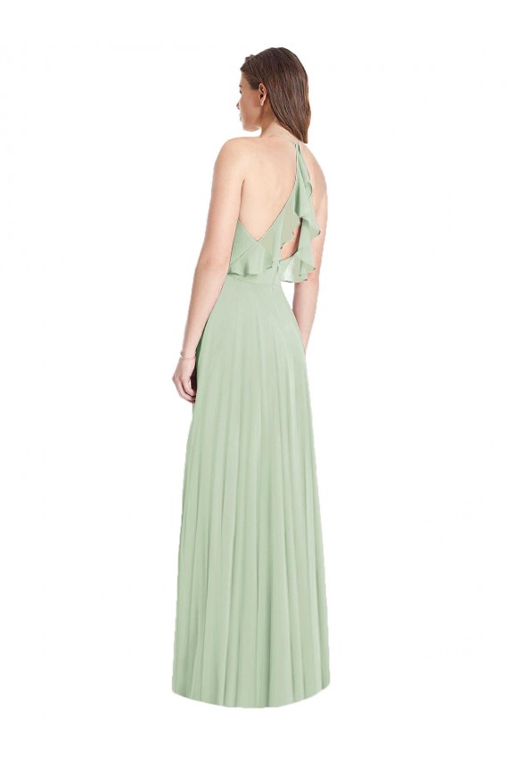 Trumpet V-Neck Soft Chiffon Long Sage Semi Formal Evening Dress / Bridesmaid Dress Sydney