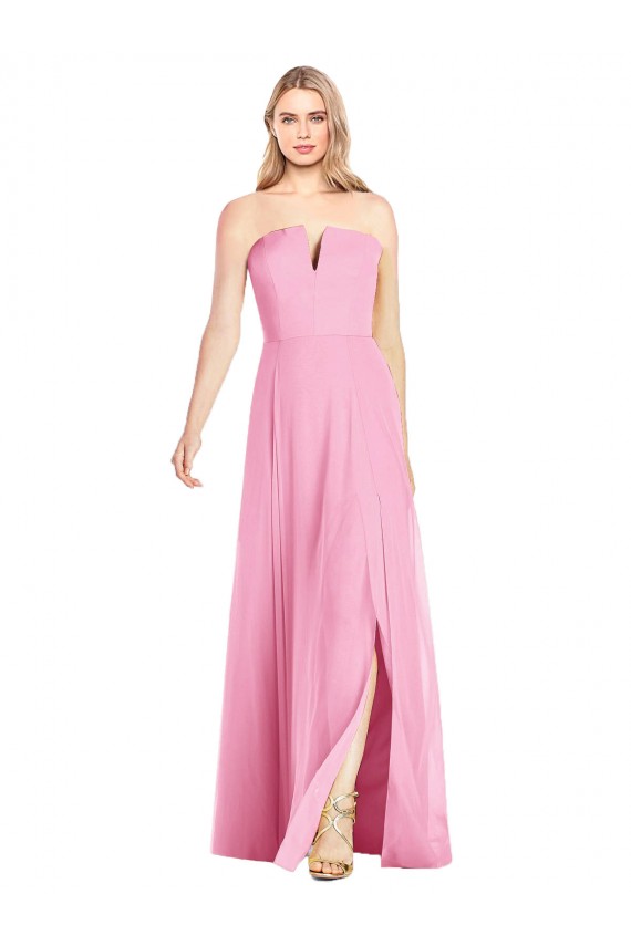 Trumpet Strapless Soft Chiffon Long Hot Pink Semi Formal Evening Dress / Bridesmaid Dress Sydney