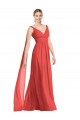 A-Line V-Neck Soft Chiffon Long Firecracker Bridesmaid Dress Sydney