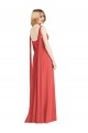 A-Line V-Neck Soft Chiffon Long Firecracker Bridesmaid Dress Sydney