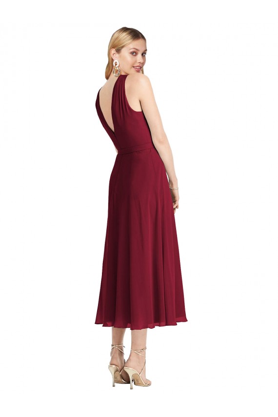 A-Line Halter Neck Soft Chiffon Tea length Lilac Prom Dress / Bridesmaid Dress Sydney