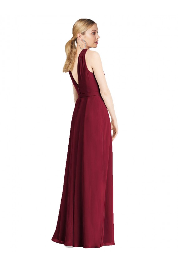 A-Line Halter Neck Soft Chiffon Long Royal Blue Bridesmaid Dress Sydney