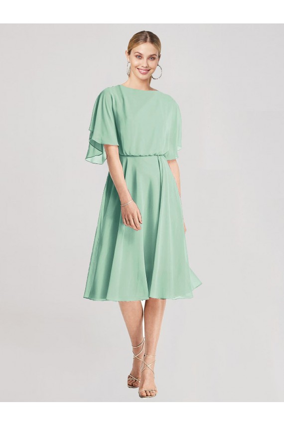 A-Line Soft Chiffon Knee Length Mint Green Bridesmaid Dress Sydney