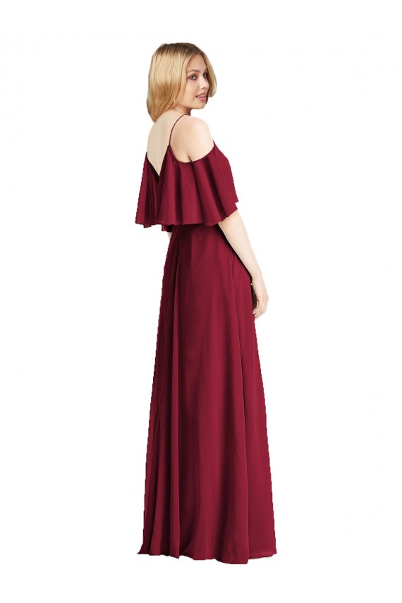 A-Line V-Neck Chiffon Long Royal Blue Bridesmaid Dress Sydney