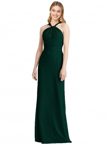 Trumpet Halter Neck Soft Chiffon Long Ever Green Bridesmaid Dress Sydney