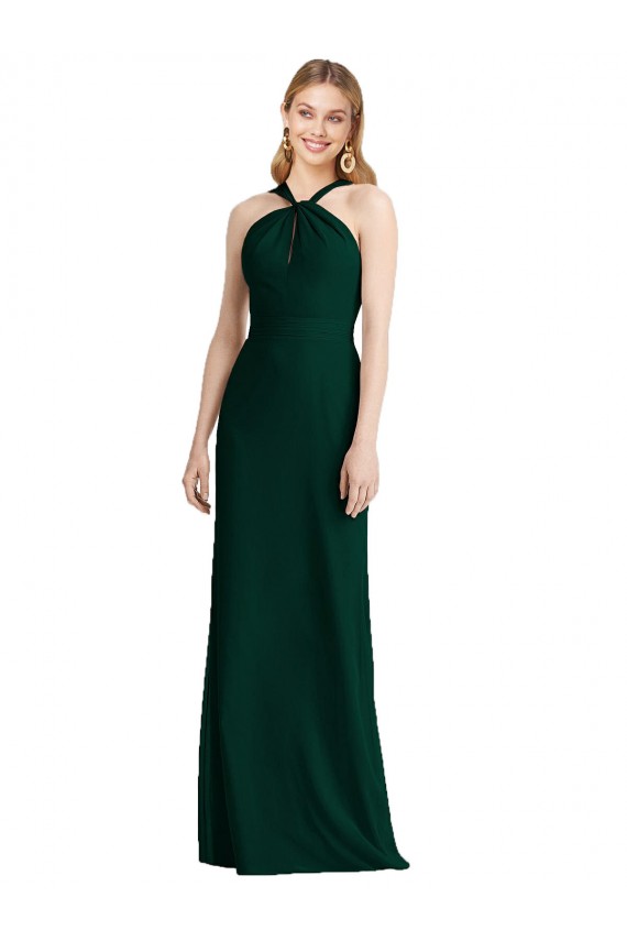 Trumpet Halter Neck Soft Chiffon Long Ever Green Bridesmaid Dress Sydney