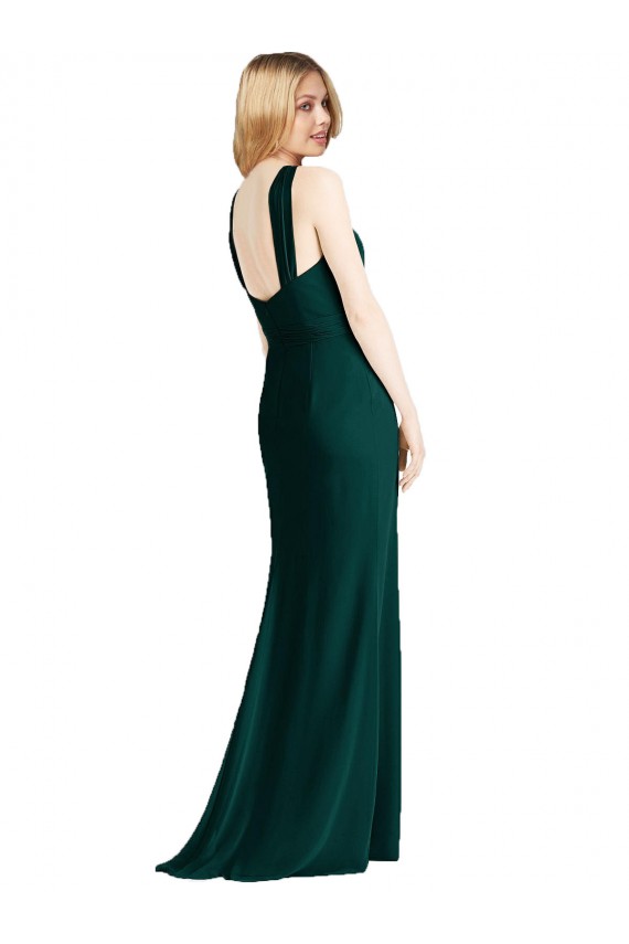 Trumpet Halter Neck Soft Chiffon Long Ever Green Bridesmaid Dress Sydney