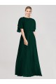 A-Line Round Neck Soft Chiffon Long Ever Green Bridesmaid Dress Sydney
