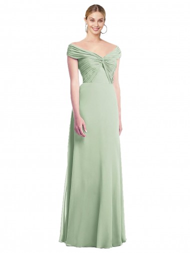 Trumpet Off the Shoulder Soft Chiffon Long Sage Bridesmaid Dress Sydney