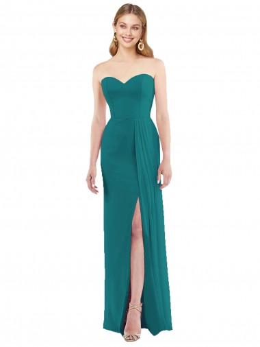 Trumpet Strapless Soft Chiffon Long Hunter Bridesmaid Dress Sydney