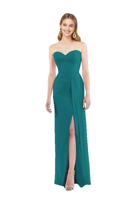 Trumpet Strapless Soft Chiffon Long Hunter Bridesmaid Dress Sydney