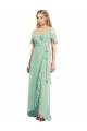 Trumpet V-Neck Soft Chiffon Long Mint Green High Low Bridesmaid Dress Sydney