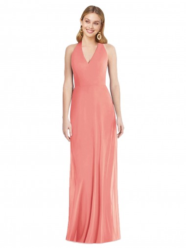 Trumpet V-Neck Soft Chiffon Long Desert Rose Formal Evening Gown / Bridesmaid Dress Sydney