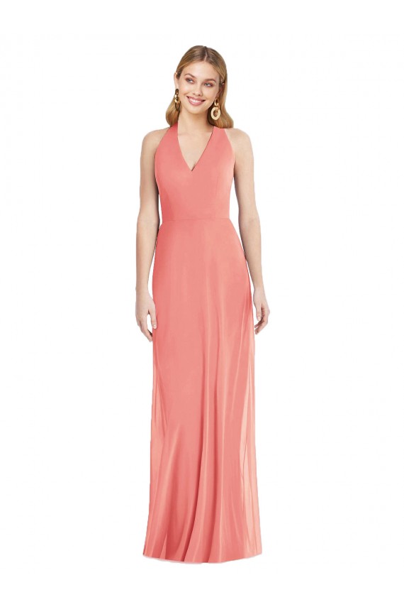 Trumpet V-Neck Soft Chiffon Long Desert Rose Formal Evening Gown / Bridesmaid Dress Sydney