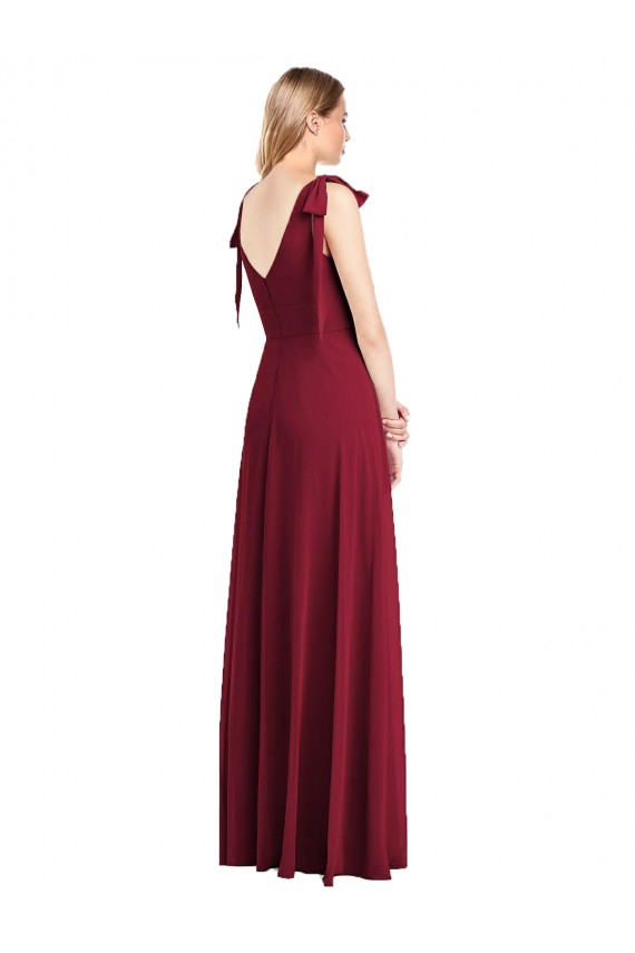 Trumpet V-Neck Soft Chiffon Long Coral Bridesmaid Dress Sydney