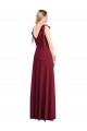 Trumpet V-Neck Soft Chiffon Long Coral Bridesmaid Dress Sydney