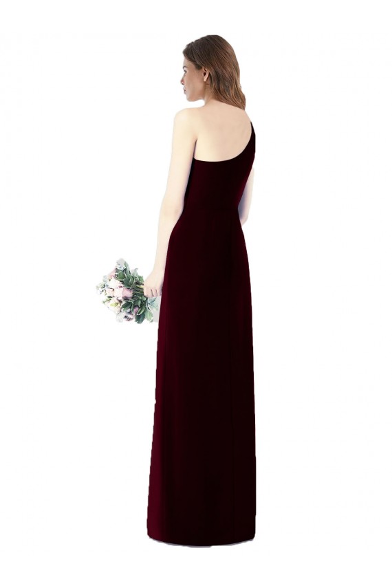Trumpet One Shoulder Soft Chiffon Long Dark Green Bridesmaid Dress Sydney