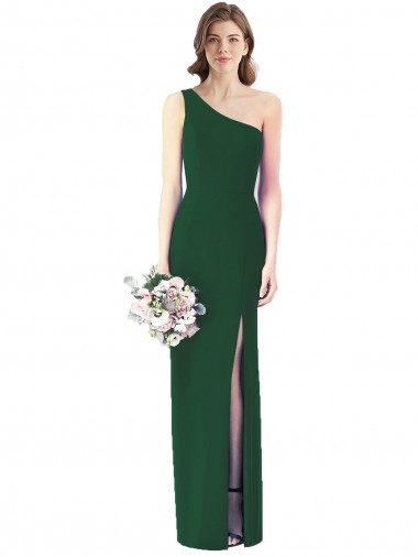 Trumpet One Shoulder Soft Chiffon Long Dark Green Bridesmaid Dress Sydney