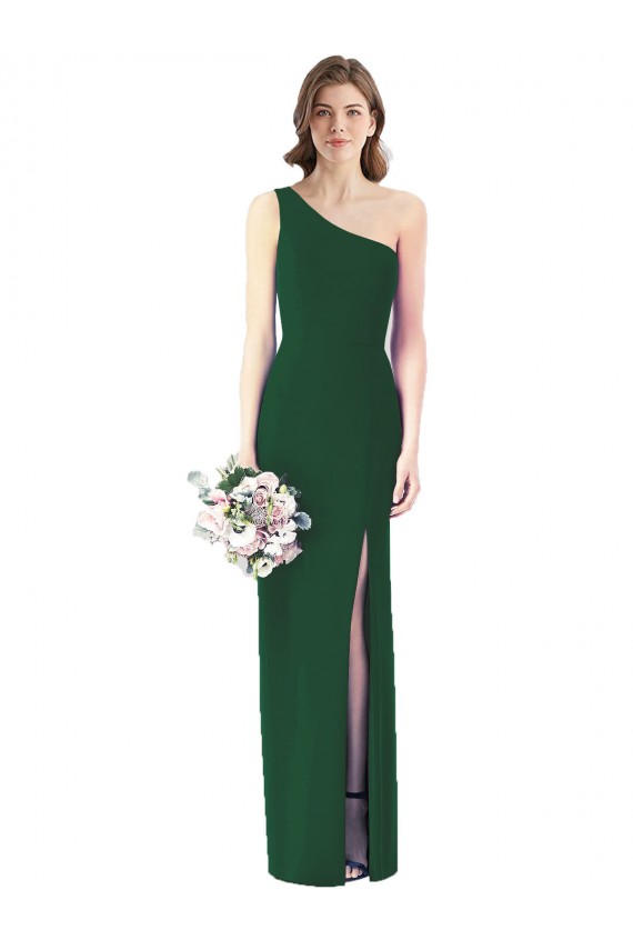 Trumpet One Shoulder Soft Chiffon Long Dark Green Bridesmaid Dress Sydney