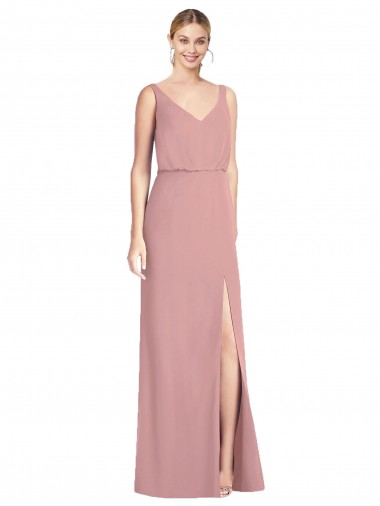 Mermaid V-Neck Soft Chiffon Long Dusty Pink Bridesmaid Dress Sydney
