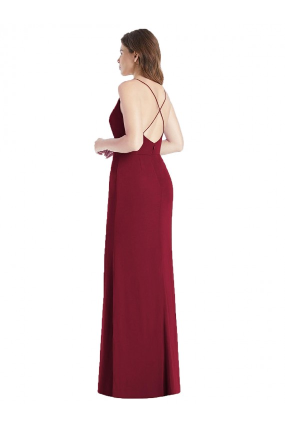 Mermaid V-Neck Soft Chiffon Long Hunter Bridesmaid Dress Sydney