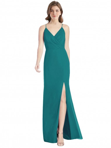 Mermaid V-Neck Soft Chiffon Long Hunter Bridesmaid Dress Sydney