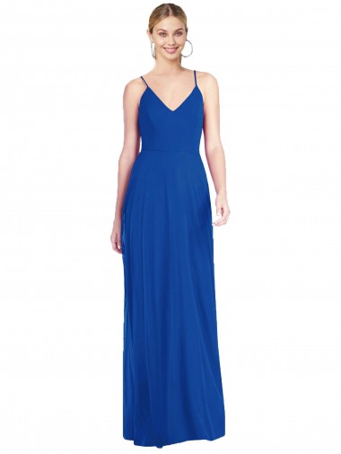 A-Line V-Neck Soft Chiffon Long Royal Blue Formal Dress / Bridesmaid Dress Sydney