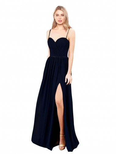 A-Line Sweetheart Soft Chiffon Long Dark Navy Formal Evening Gown / Bridesmaid Dress Sydney