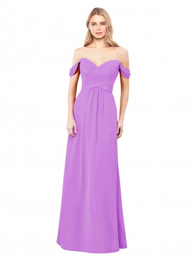 A-Line Sweetheart Soft Chiffon Long Violet Bridesmaid Dress Sydney