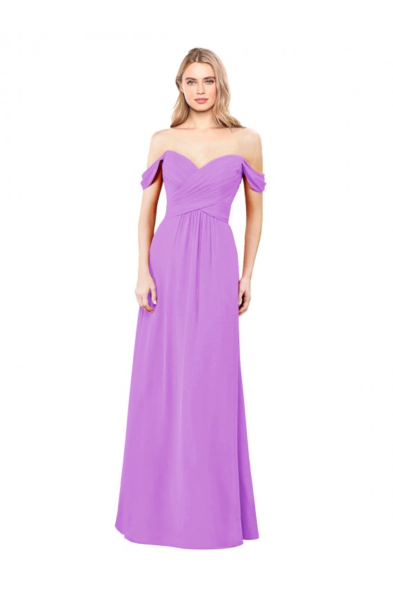 A-Line Sweetheart Soft Chiffon Long Violet Bridesmaid Dress Sydney
