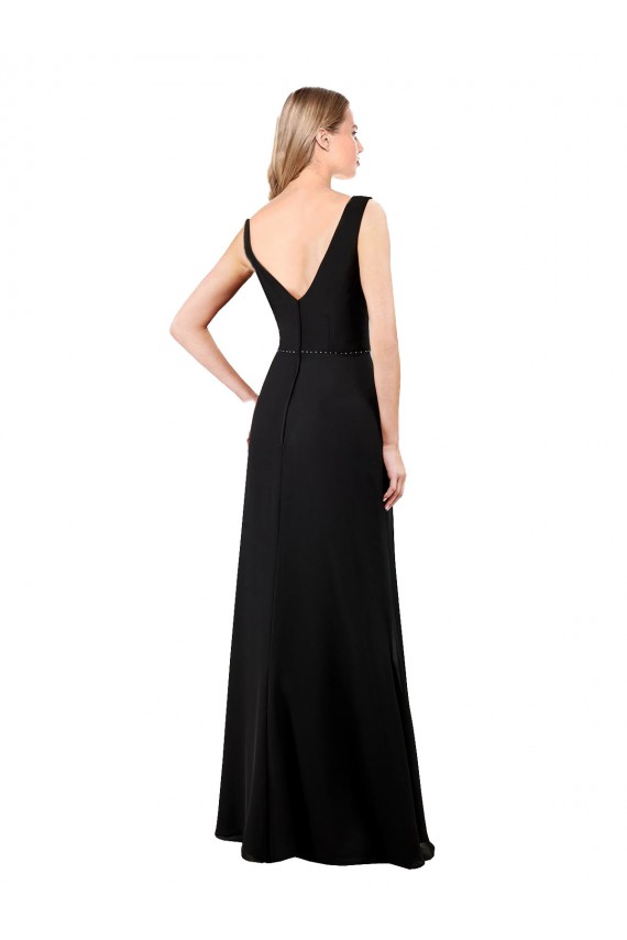 A-Line V-Neck Soft Chiffon Long Black Prom Dress / Bridesmaid Dress Sydney