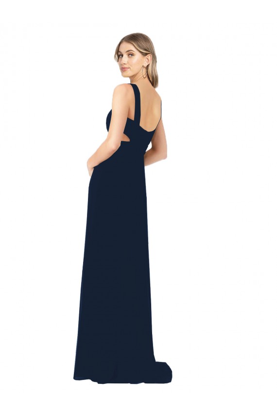 A-Line V-Neck Chiffon Long Dark Navy Bridesmaid Dress / Evening Dress Sydney