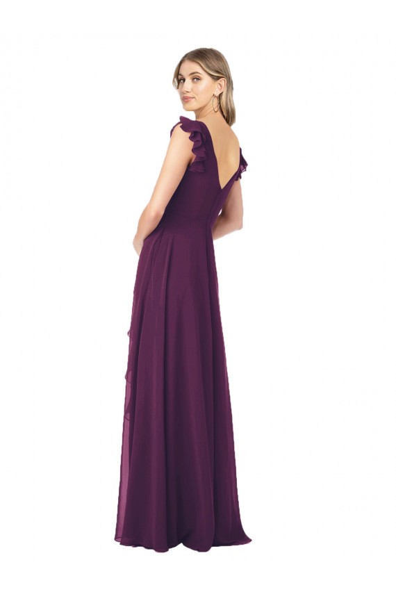 A-Line V-Neck Soft Chiffon Long Grape Formal Dress / Bridesmaid Dress Sydney