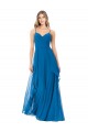 A-Line Sweetheart Soft Chiffon Long Peacock Blue Bridesmaid Dress Sydney