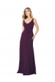 A-Line V-Neck Chiffon Long Floor Length Grape Bridesmaid Dress Sydney