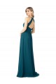 A-Line High Neck Soft Chiffon Long Windsor Blue Bridesmaid Dress Sydney