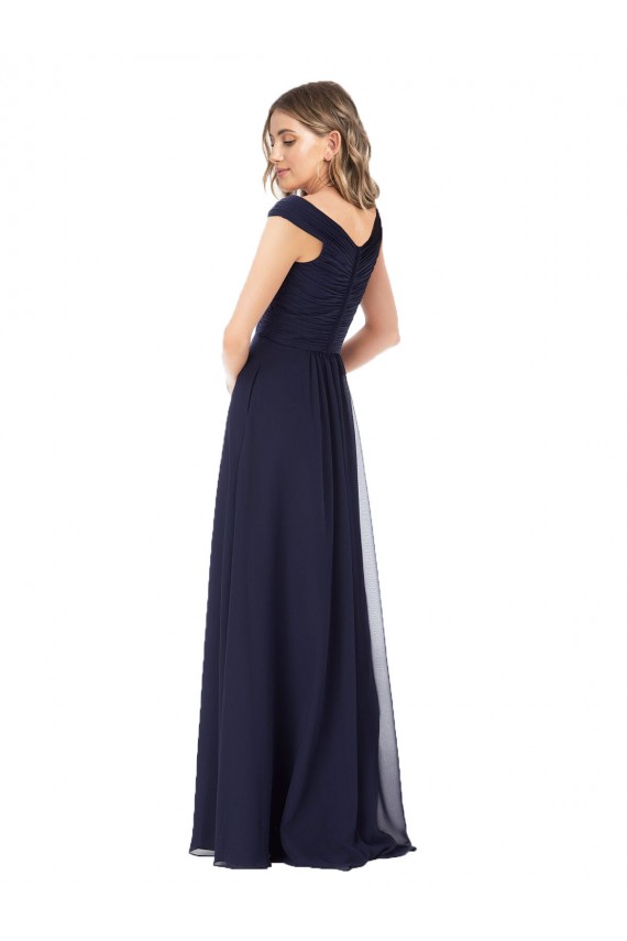 A-Line Off the Shoulder Soft Chiffon Long Dark Navy Evening Dress / Bridesmaid Dress Sydney